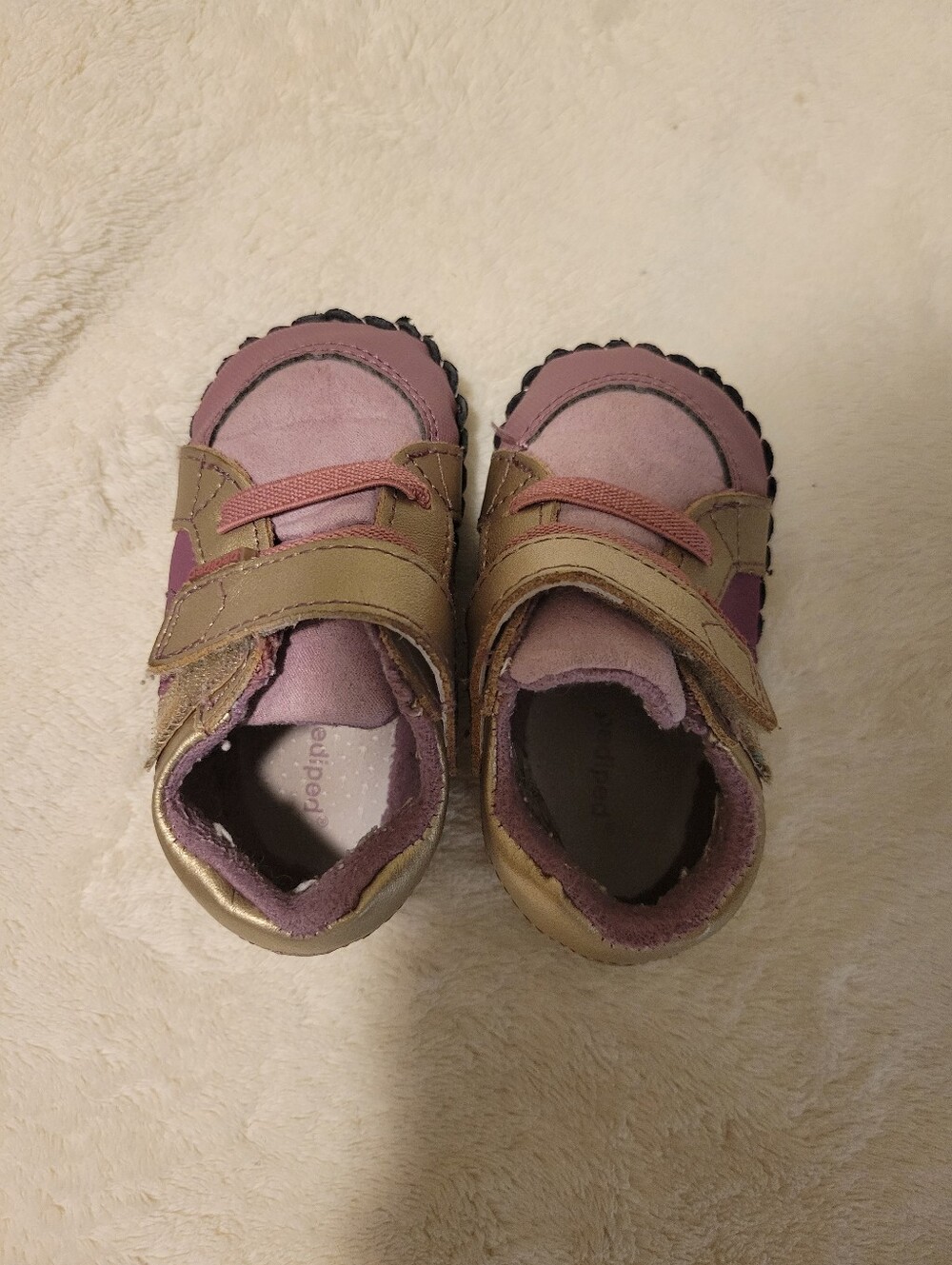 Pedioed Kids Pink and Tan Leather Sneaker shoes size 5